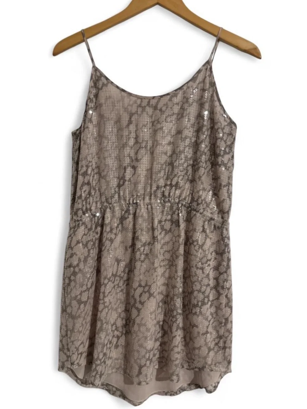 Rebecca Taylor Size 12 Silvery sequin mini dress with gray snakeskin print